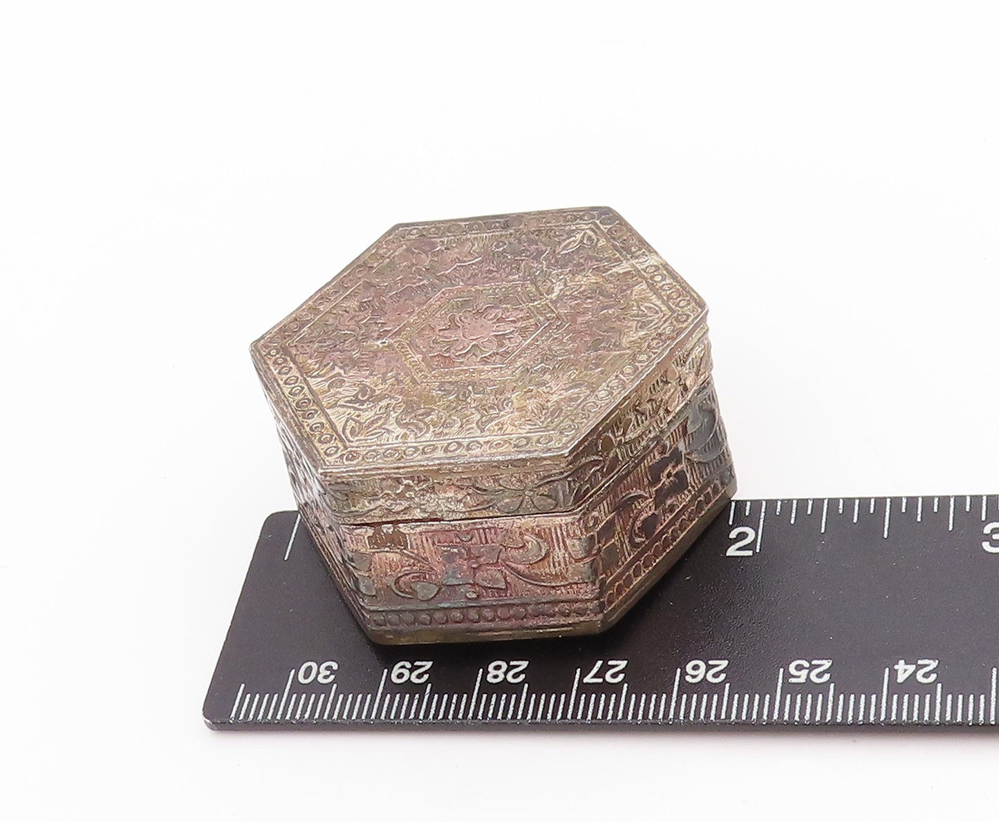925 Sterling Silver Vintage Jewelry Box Engraved Floral Design OPENS  TR3978