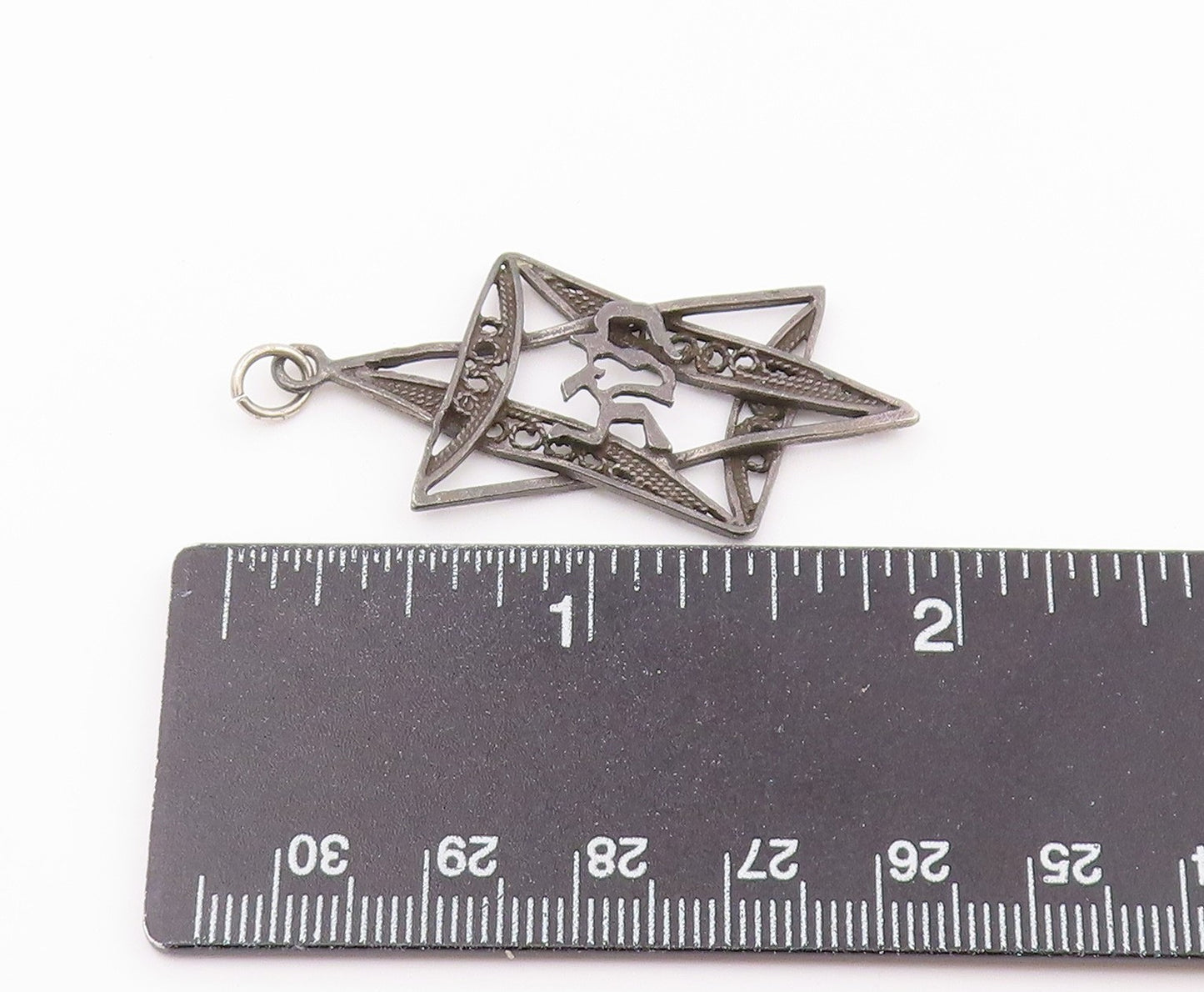 925 Sterling Silver Vintage Pendant Star Of David With Chai Symbol  PT26461