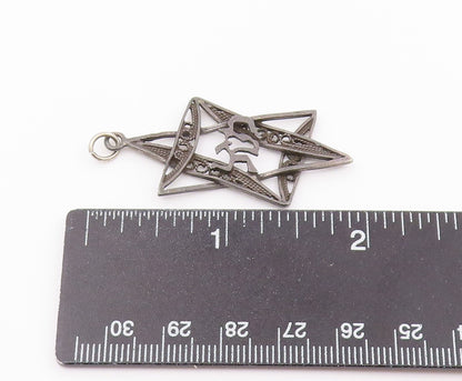 925 Sterling Silver Vintage Pendant Star Of David With Chai Symbol  PT26461