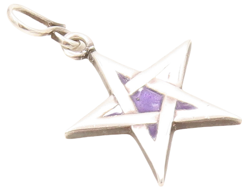 925 Sterling Silver Vintage Pendant Solid Enameled Cutout Star  PT23807