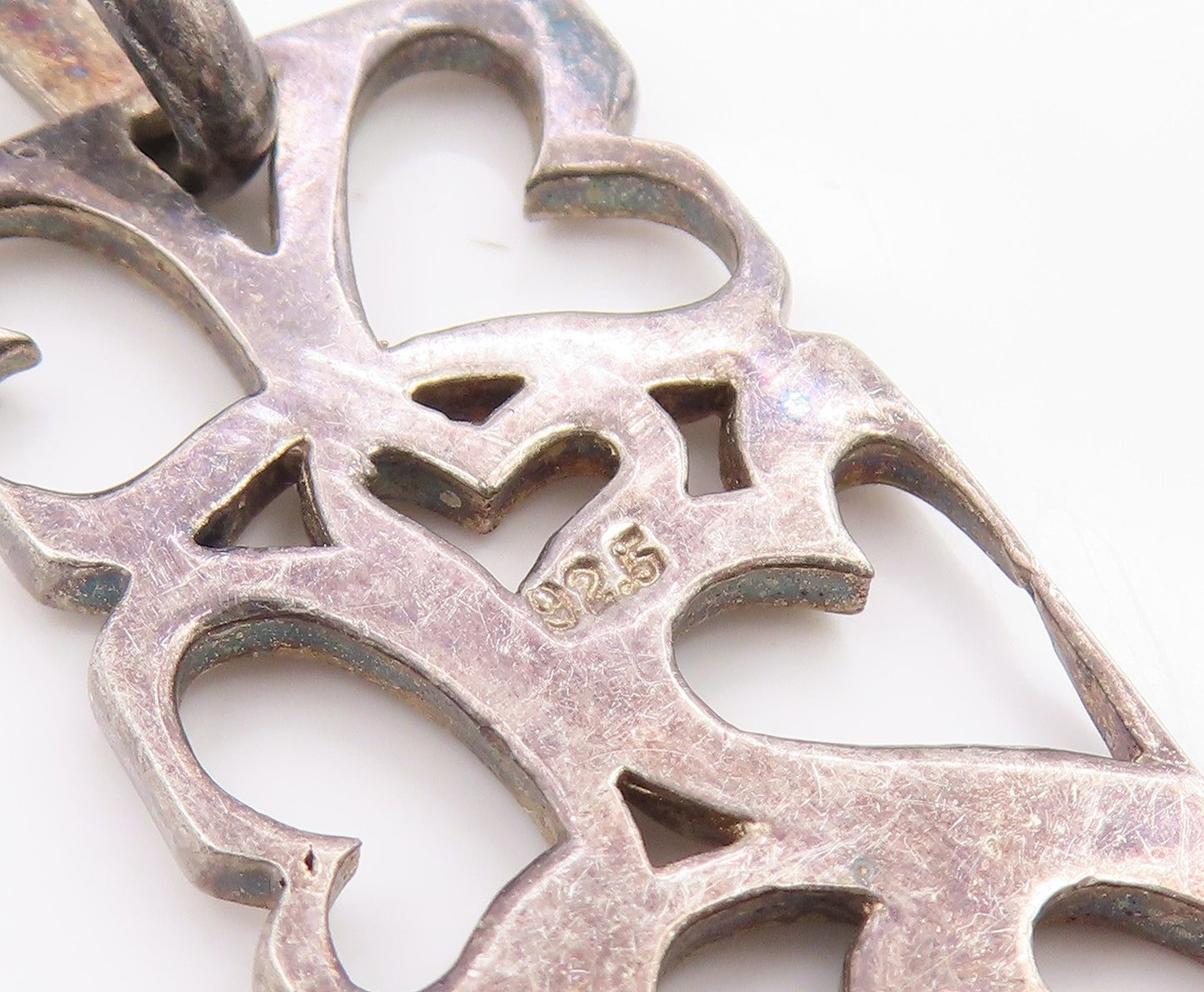 925 Sterling Silver Vintage Pendant Love Heart Cutout Geometric Frame  PT26287