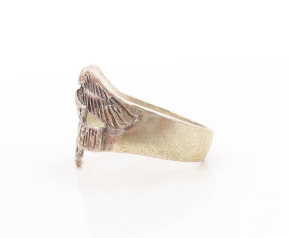 925 Sterling Silver Vintage Ring Harley Davidson With Eagle Band Sz 11.5 RG33659
