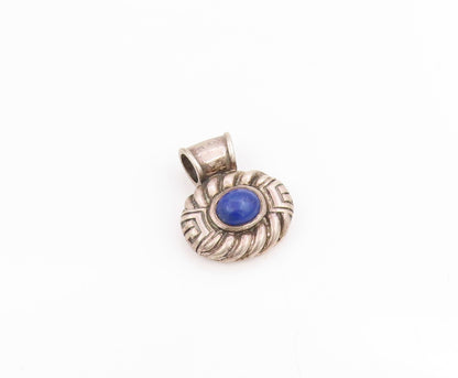 925 Sterling Silver Vintage Pendant Oval Cabochon Lapis Lazuli Charm   PT25630
