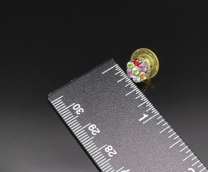 925 Silver  Vintage Peridot & Multi Gemstones Flower Stud Earrings  EG12117