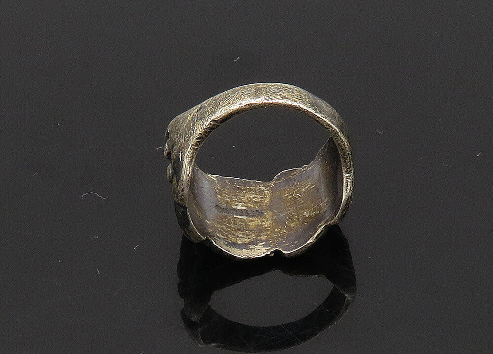 925 Silver  Vintage Antique Oxidized Etched Detail Band Ring Sz 6.5  RG20985