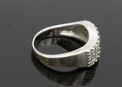 925 Sterling Silver Vintage Topaz Three Row Wavy Band Ring Sz 7 RG20572
