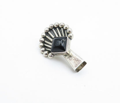 SAJEN 925 Sterling Silver  Vintage Cabochon Cut Black Onyx Pendant  PT4353