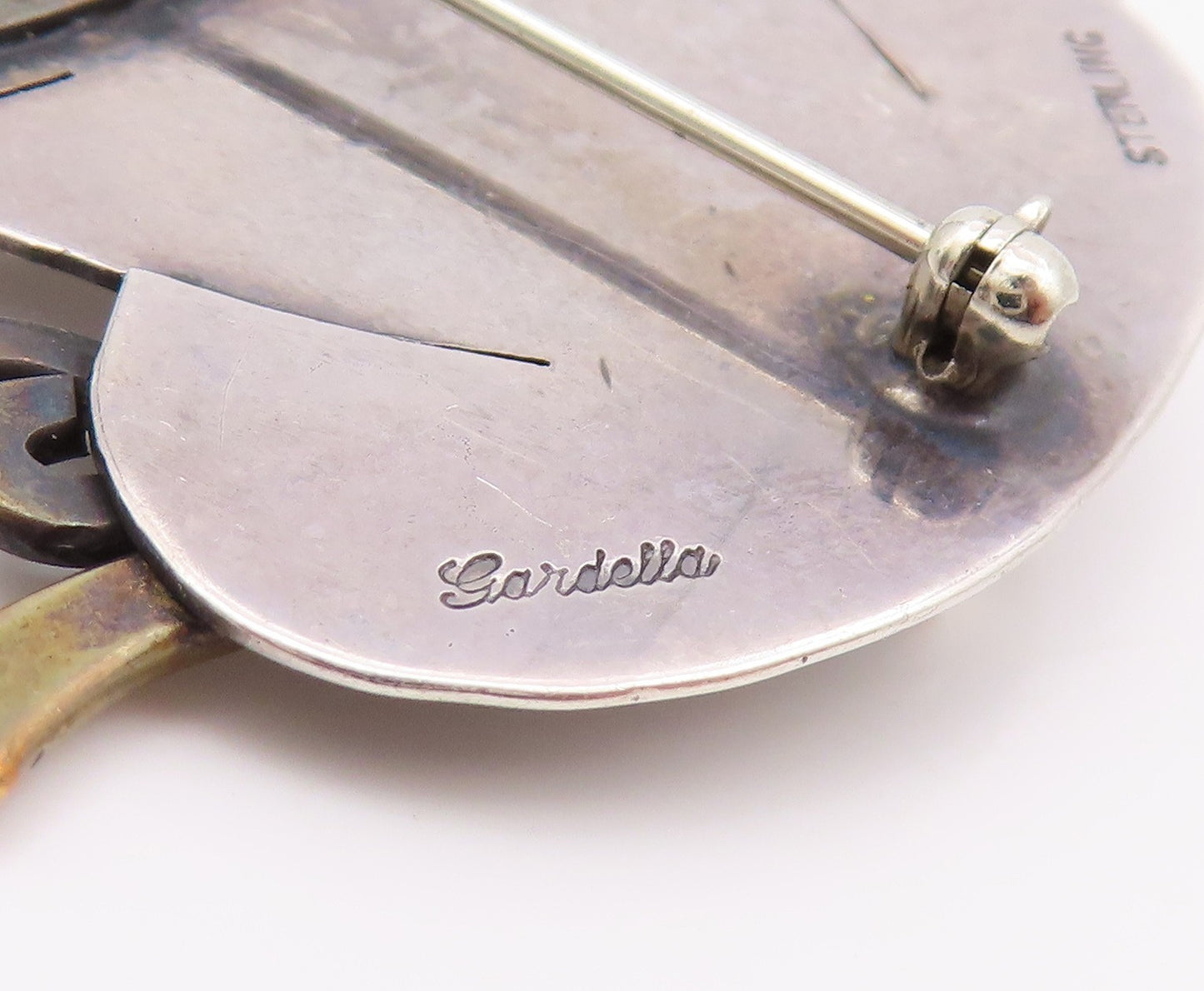 925 Sterling Silver Vintage Brooch GARDELLA Steaming Hot Coffee Cup  BP11663