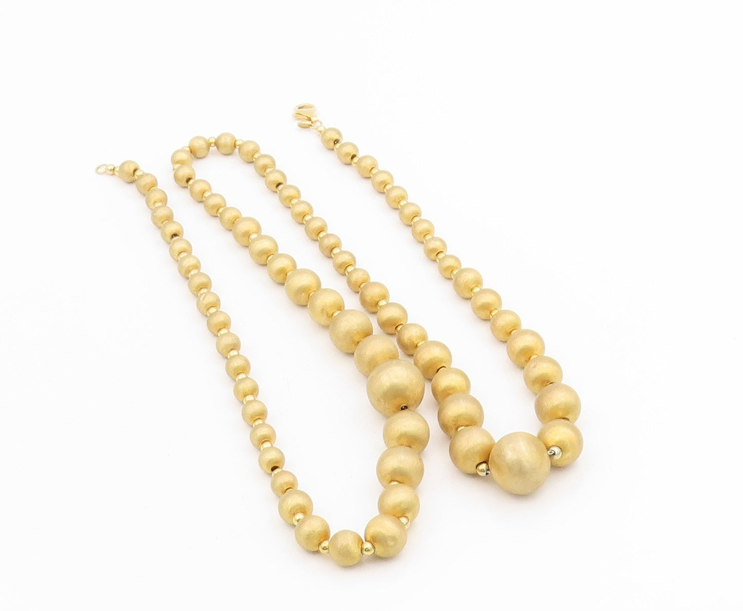 925 Sterling Silver Vintage Necklace Gold Plated Chunky Beaded Chain  NE4694