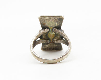 POST BELL TRADING 925 Silver  Vintage Green Jasper Band Ring Sz 5.5  RG13912