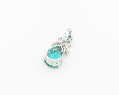 925 Sterling Silver  Sparkling Cubic Zirconia & Topaz Floral Pendant  PT14748