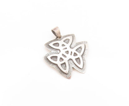 925 Sterling Silver Vintage Pendant Etched Celtic Trinity Knot  PT24218