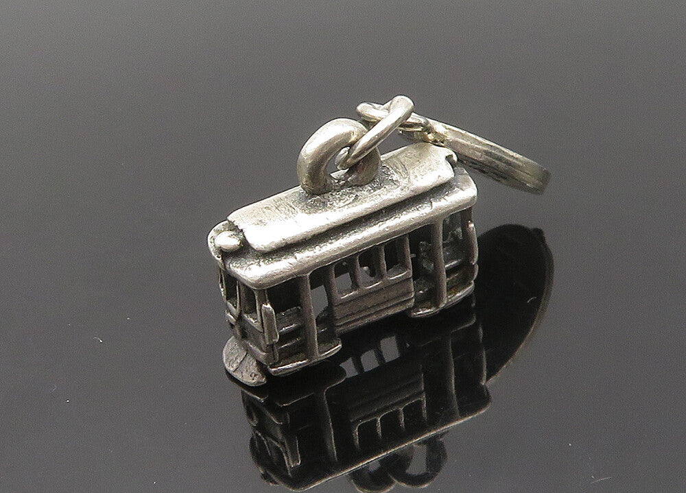 925 Sterling Silver  Vintage Fisherman's Wharf Trolley Car Pendant  PT15970