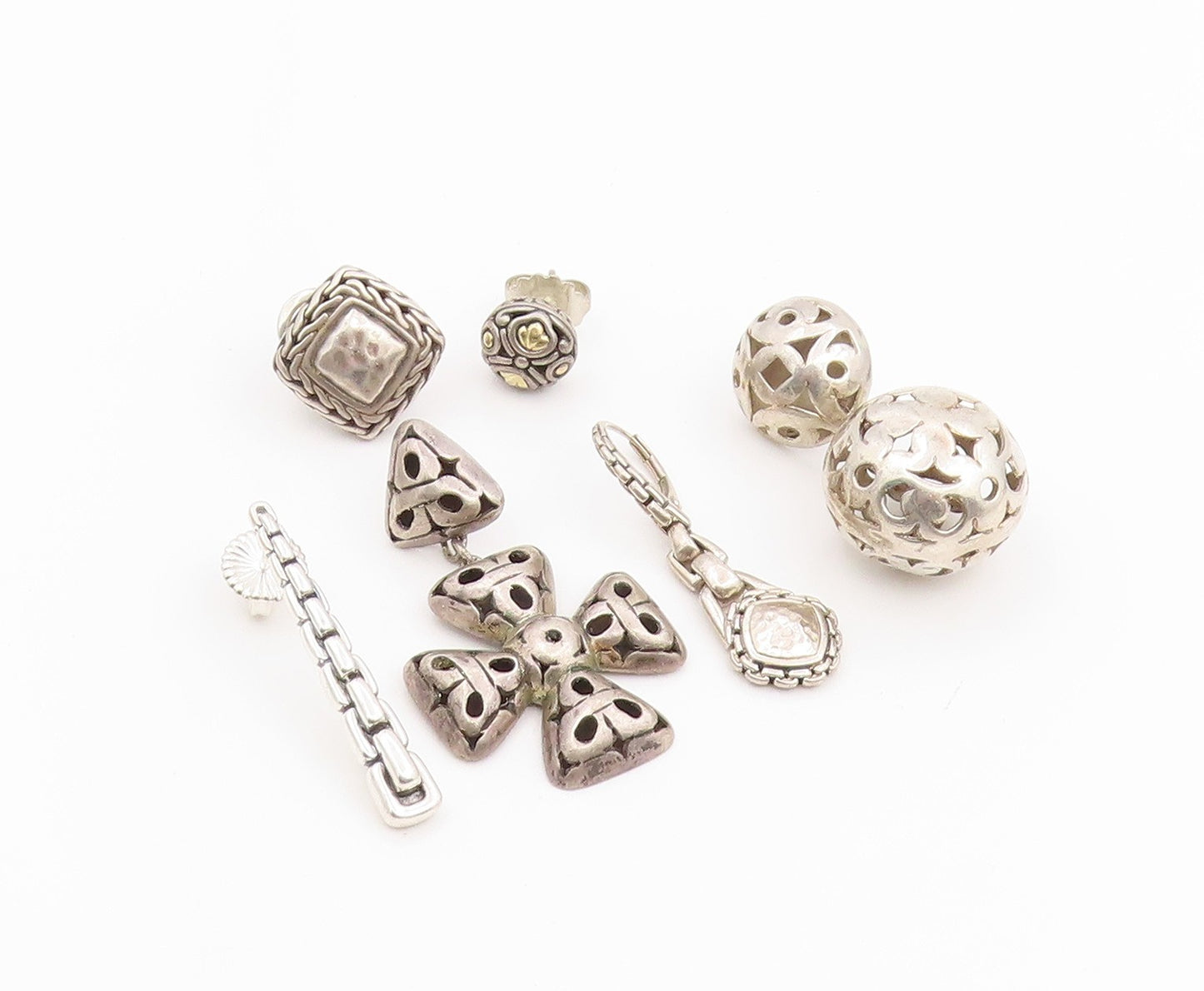 925 Sterling Silver Vintage Earrings JOHN HARDY Classic Single Pieces  EG14307