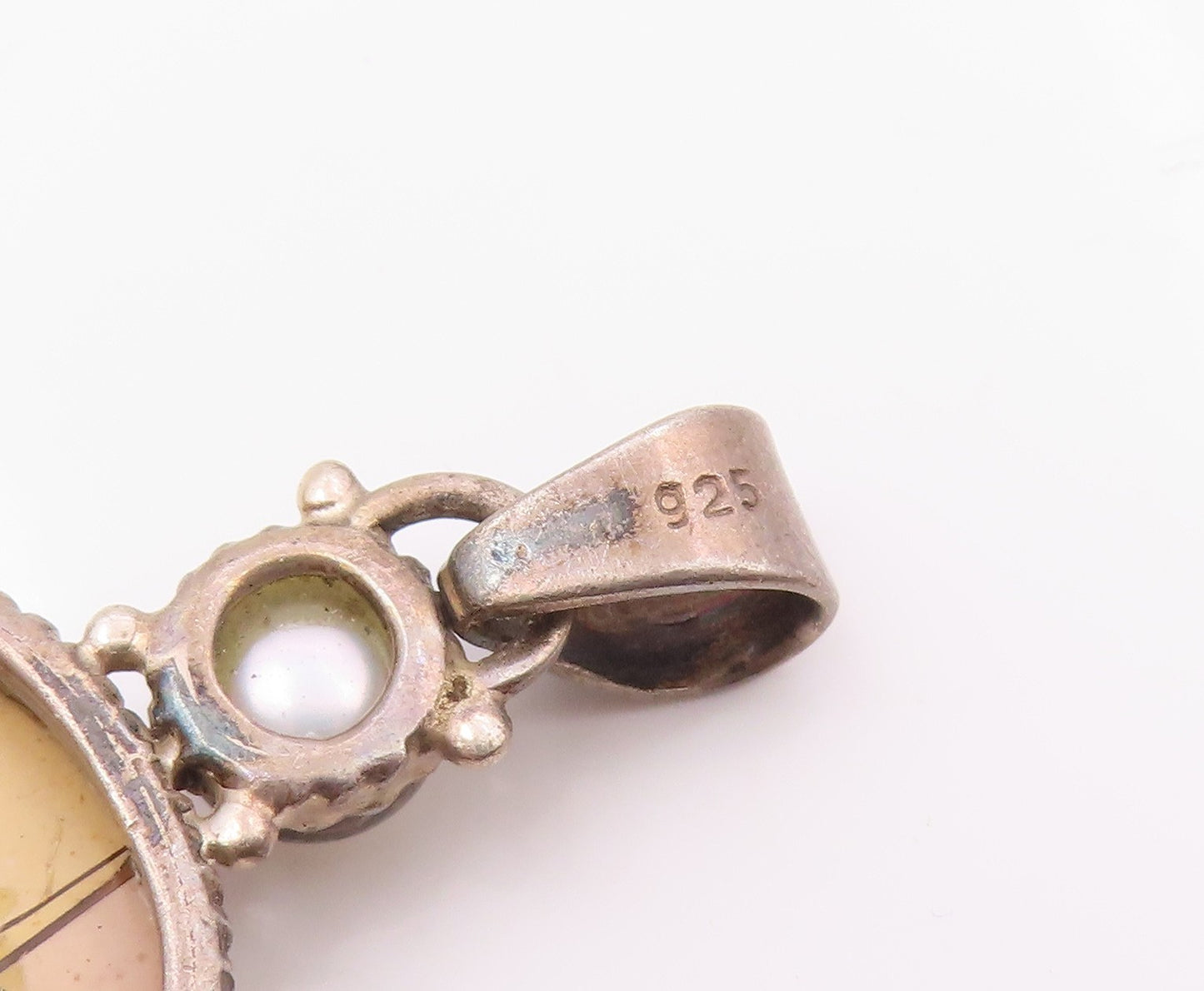 925 Silver  Vintage Multi Shape Jasper Citrine & Pearl Drop Pendant  PT21912