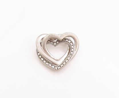 925 Sterling Silver Vintage Pendant Love Story Entwined Hearts Charm  PT24879