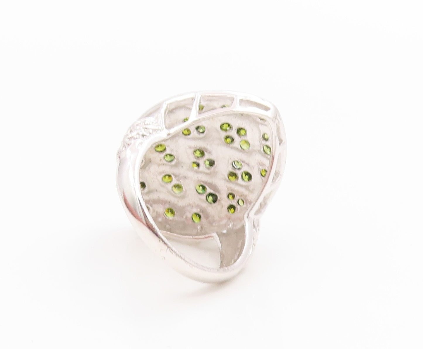 925 Sterling Silver Vintage Ring Green Peridot Mermaid Scale Band  Sz 7  RG35767