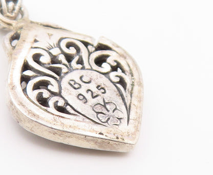 925 Sterling Silver  Vintage Shiny Floral Vine Swirl Pattern Pendant  PT15827