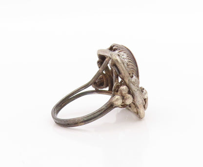 925 Sterling Silver Vintage Ring Dark Tone Antique Floral Design  Sz 5.5 RG33348