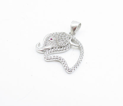 925 Sterling Silver  Petite Shiny Topaz Open Elephant Motif Pendant  PT5675