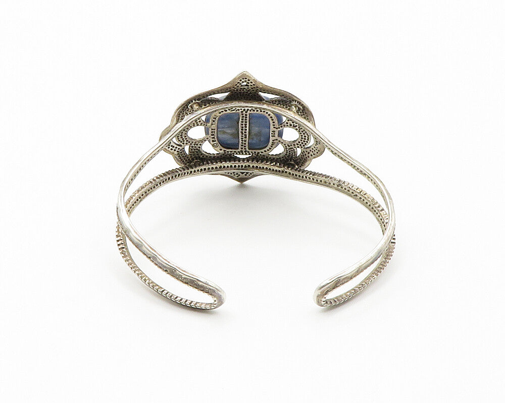 BARSE 925 Sterling Silver  Vintage Kyanite Floral Motif Cuff Bracelet  BT5733