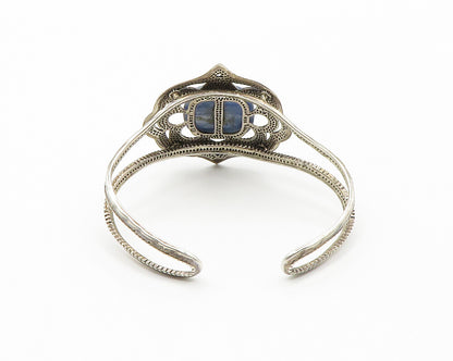 BARSE 925 Sterling Silver  Vintage Kyanite Floral Motif Cuff Bracelet  BT5733