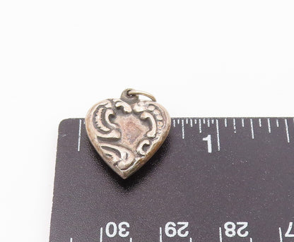 925 Sterling Silver   Vintage Antique Hollow Love Heart Charm Pendant  PT20528