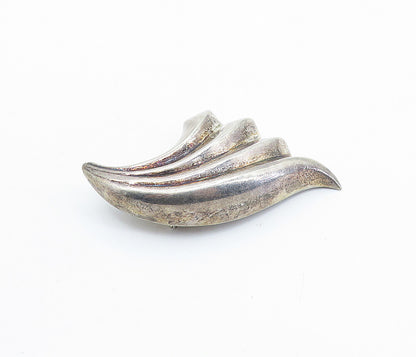 925 Sterling Silver  Vintage Dark Tone Hollow Fluted Design Brooch Pin  BP2429