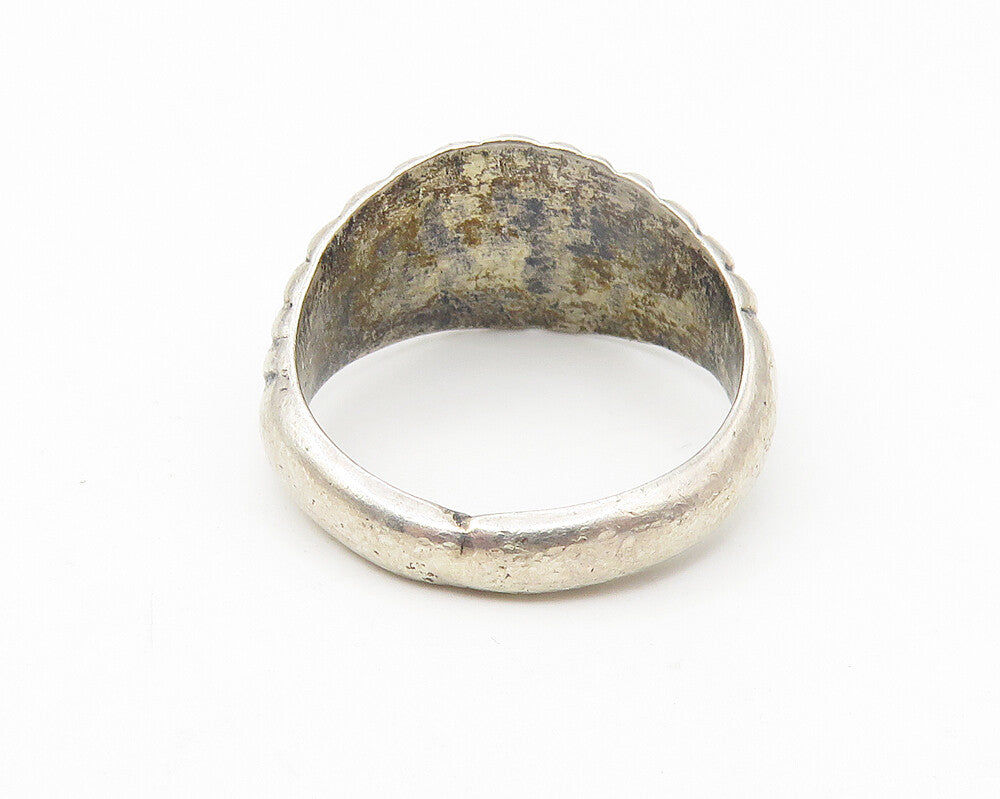925 Sterling Silver  Vintage Dark Tone Etched Detail Band Ring Sz 6.5  RG11019