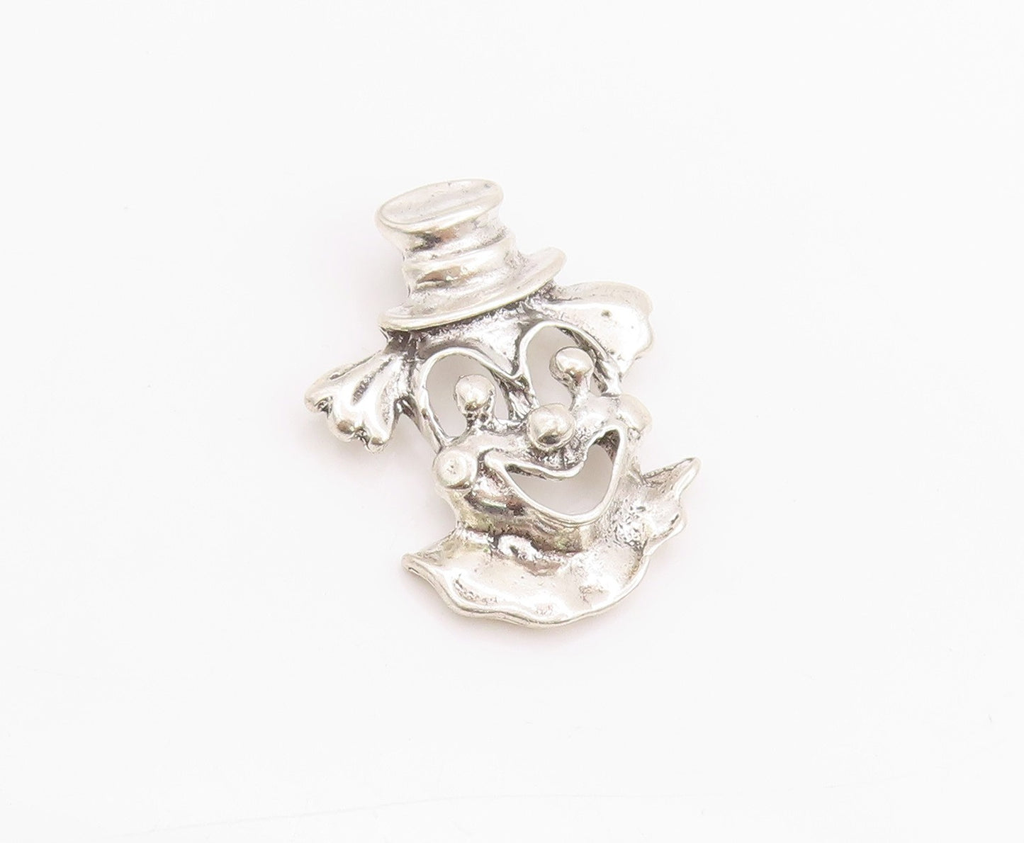 925 Sterling Silver Vintage Pendant Happy Joker Face Cutout  PT24377