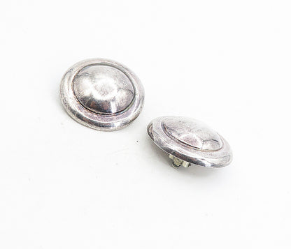 MEXICO 925 Sterling Silver  Vintage Shiny Dome Non Pierce Earrings  EG4477