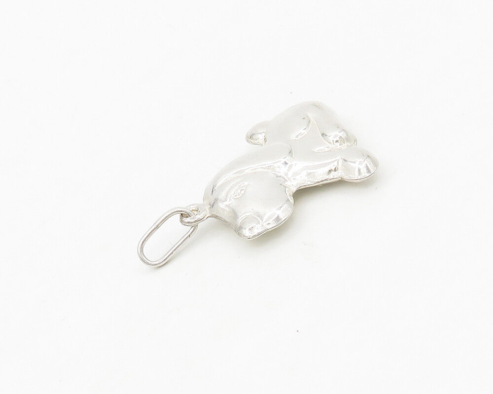925 Sterling Silver  Vintage Shiny Hollow Sitting Dog Pendant  PT13829