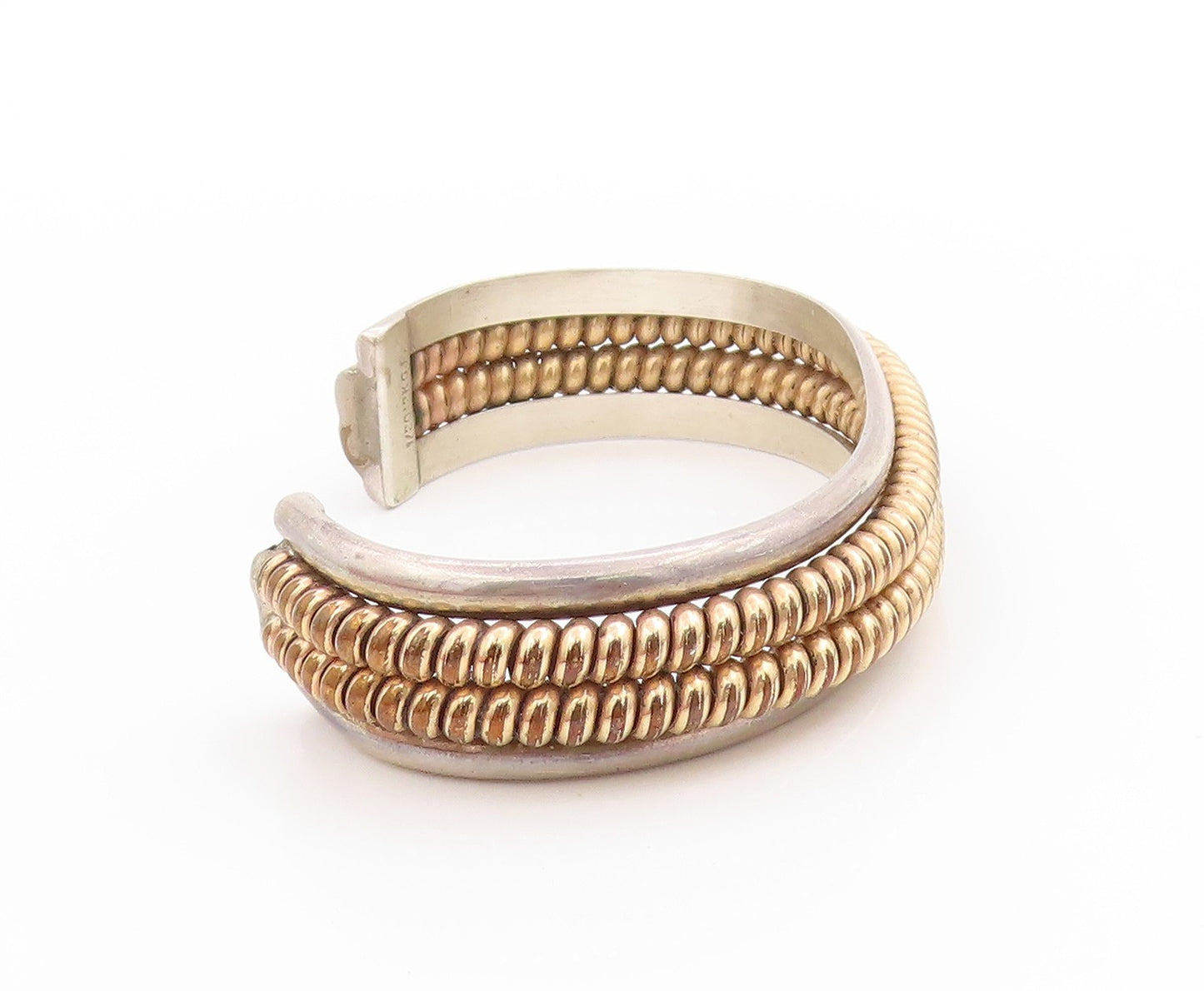 925 Sterling Silver Vintage Bracelet TAHE Two Tone Braided Rope Cuff  BT11371