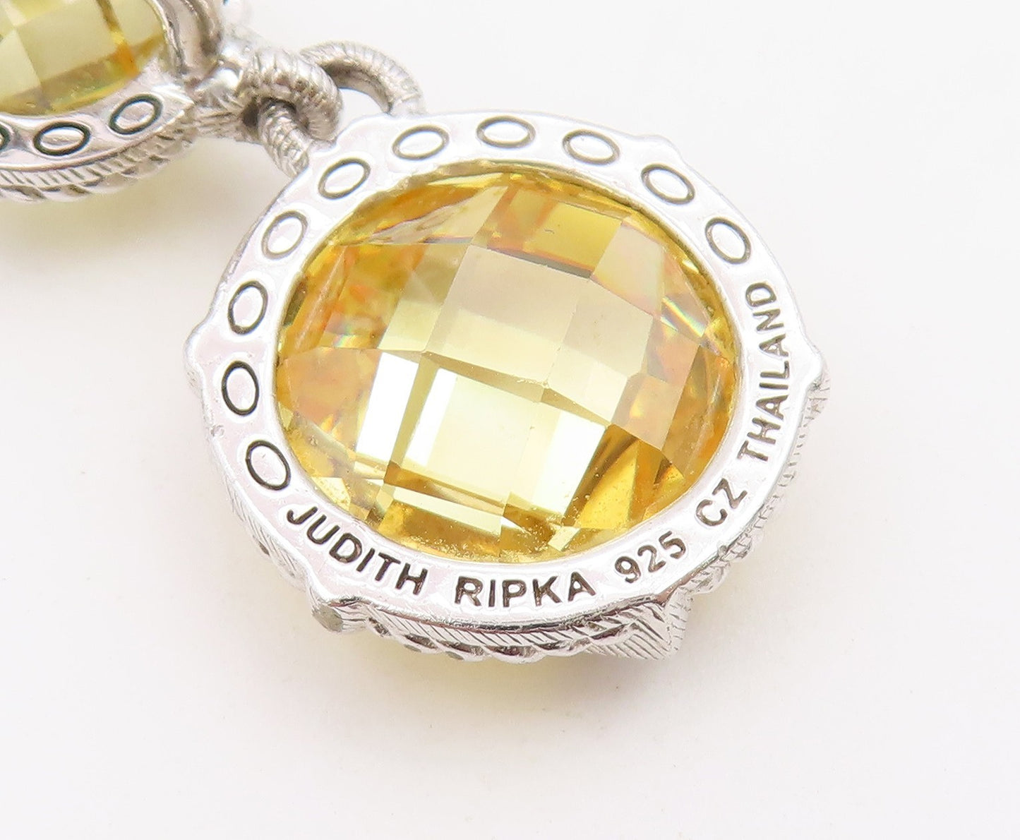 925 Sterling Silver Vintage Earrings JUDITH RIPKA Faceted Citrine Drop  EG14497