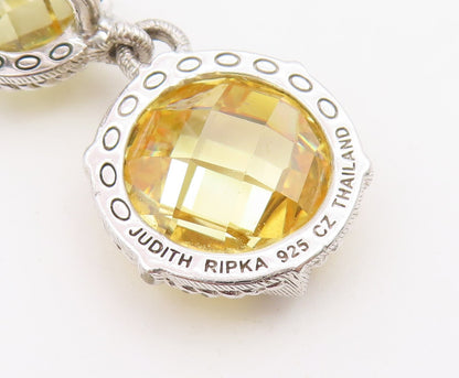 925 Sterling Silver Vintage Earrings JUDITH RIPKA Faceted Citrine Drop  EG14497