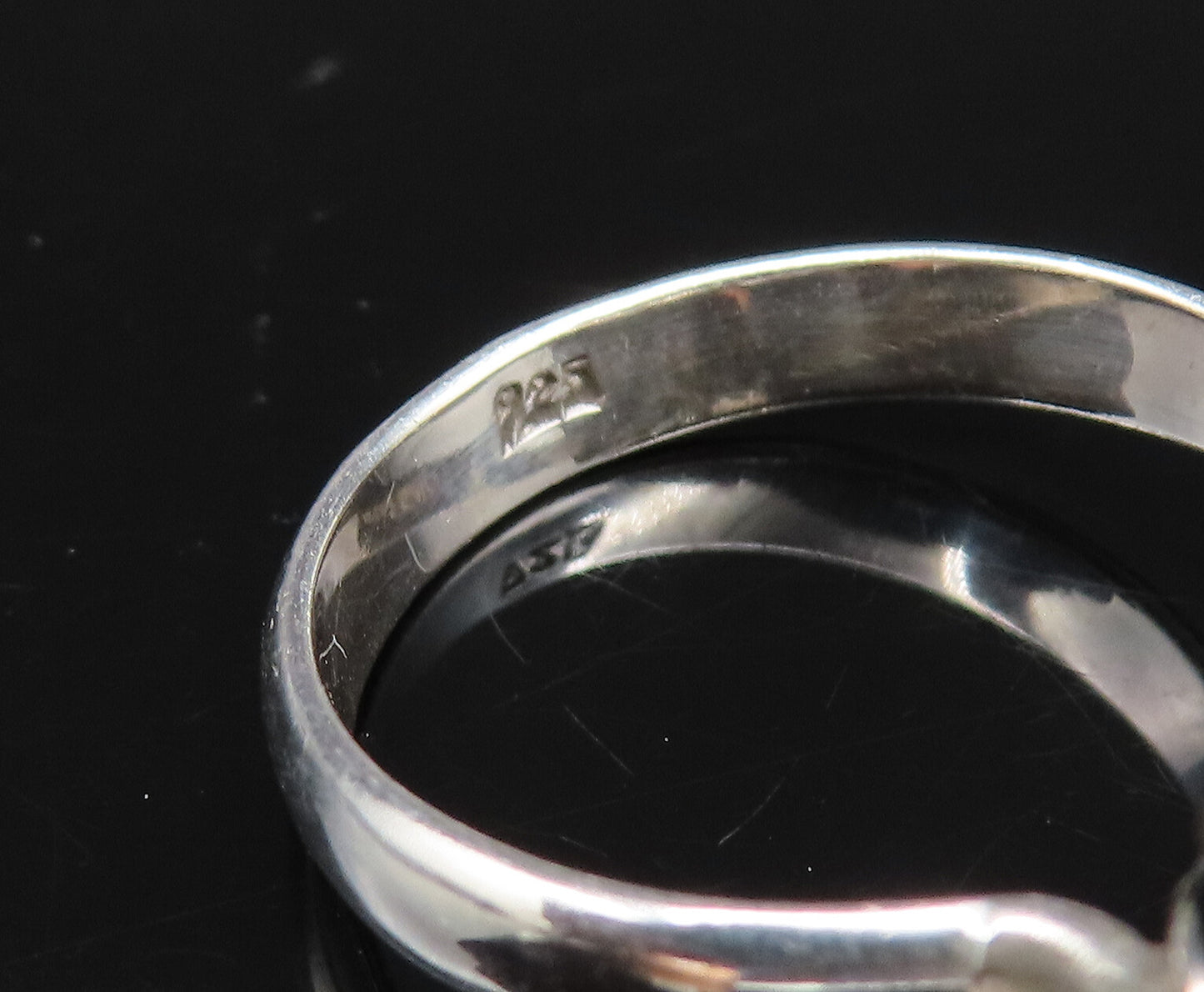 925 Sterling Silver Vintage Openwork Faceted Black Onyx Ring Sz 8  RG26004
