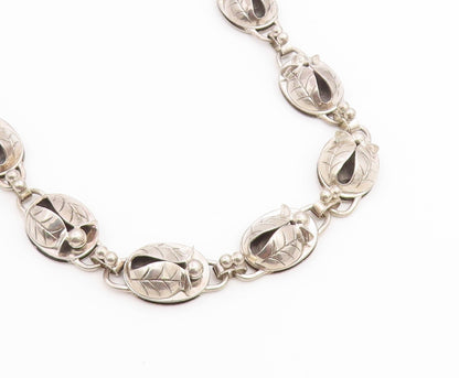 925 Sterling Silver Vintage Necklace LA PAGLIA Classic Floral Tulip Link  NE4890