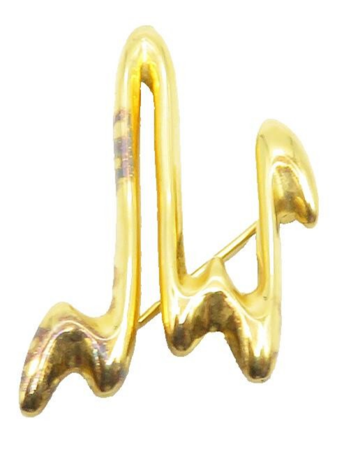 925 Sterling Silver  Vintage Shiny Gold Plated Scribble Brooch Pin  BP4572