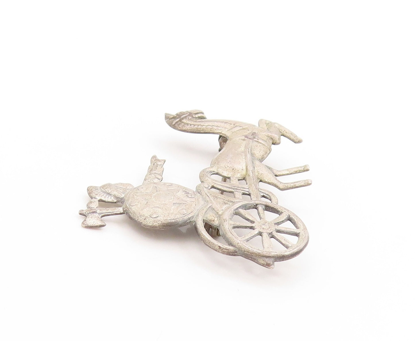 925 Sterling Silver Vintage Brooch Classic Roman Charioteer & Horse Pin  BP11931