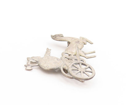 925 Sterling Silver Vintage Brooch Classic Roman Charioteer & Horse Pin  BP11931