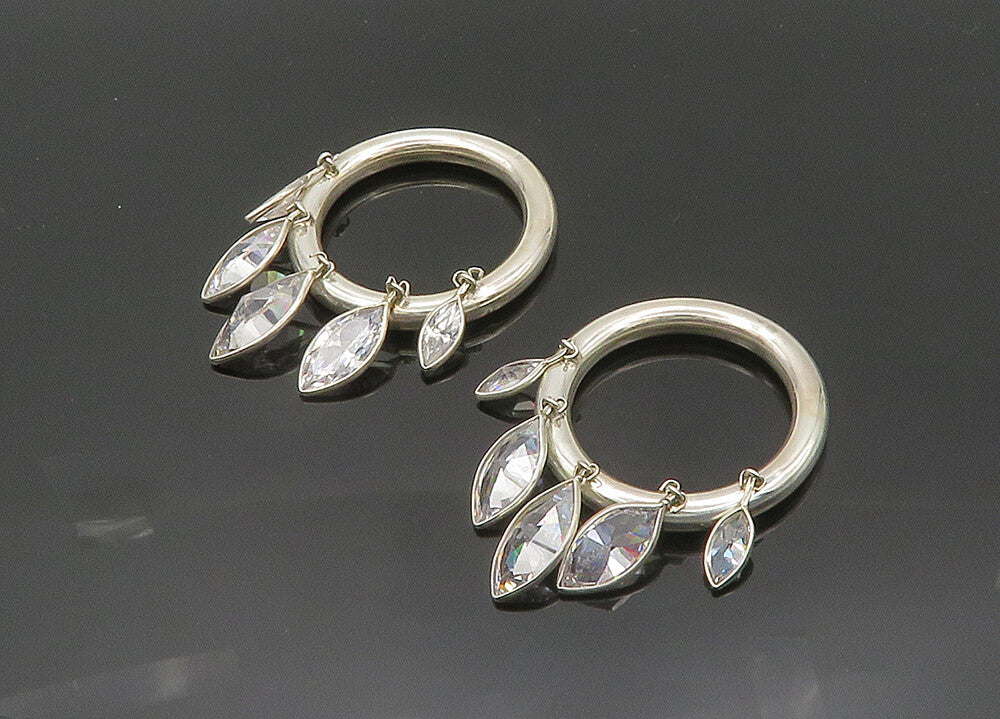 925 Silver  Vintage Marquise Cubic Zirconia Round Dangle Earrings  EG10018