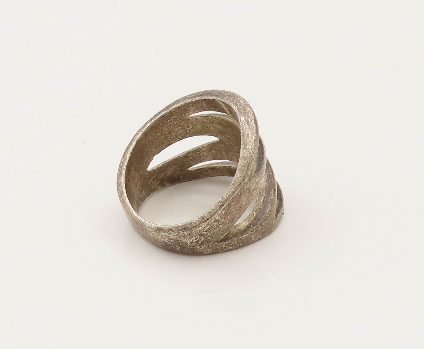 925 Silver  Vintage Scalloped Open Row Fashion Band Ring Sz 6.25  RG26465