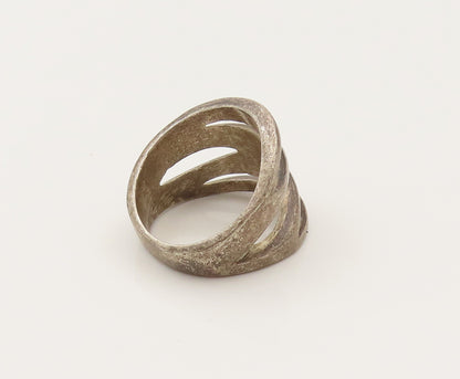 925 Silver  Vintage Scalloped Open Row Fashion Band Ring Sz 6.25  RG26465