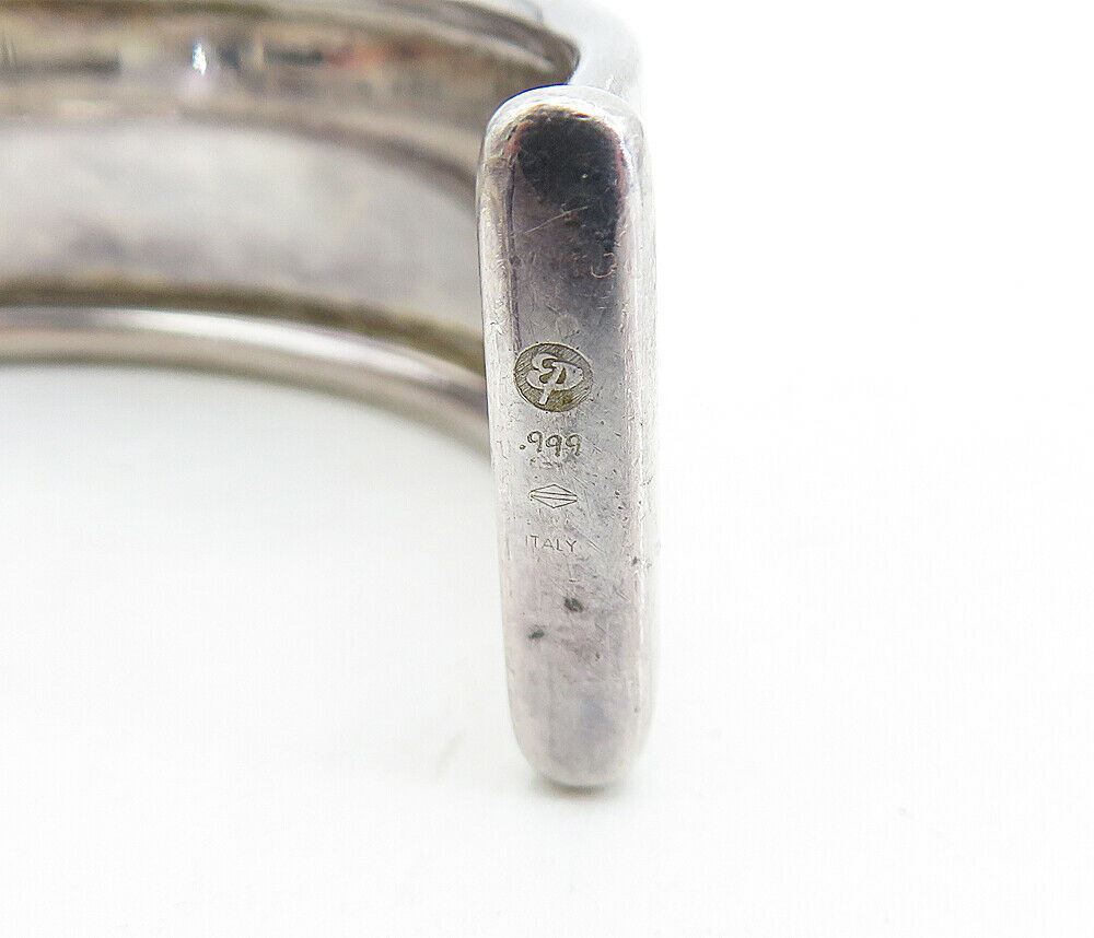 925 Sterling Silver  Vintage Dark Tone Minimalist Shiny Cuff Bracelet  BT2569