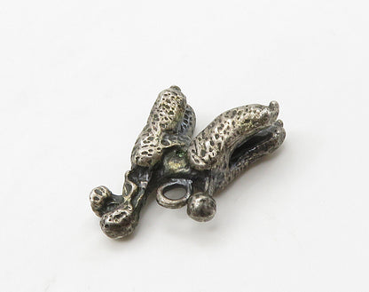 925 Sterling Silver  Vintage Oxidized Petite Poodle Dog Motif Pendant  PT12609
