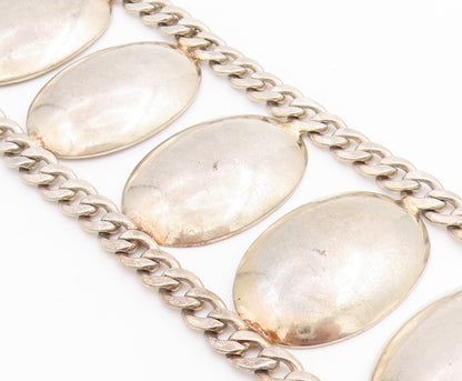 925 Sterling Silver Vintage Bracelet Geometric Solid Oval Link Chain  BT11421