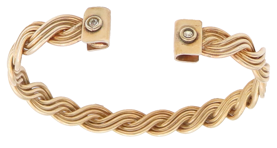 925 Sterling Silver Vintage Bracelet MMA Gold Plated Woven Design Cuff  BT10575