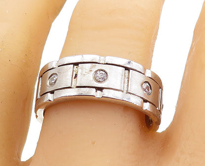 925 Sterling Silver  Vintage Cubic Zirconia Brick Band Ring Sz 10.5  RG5591