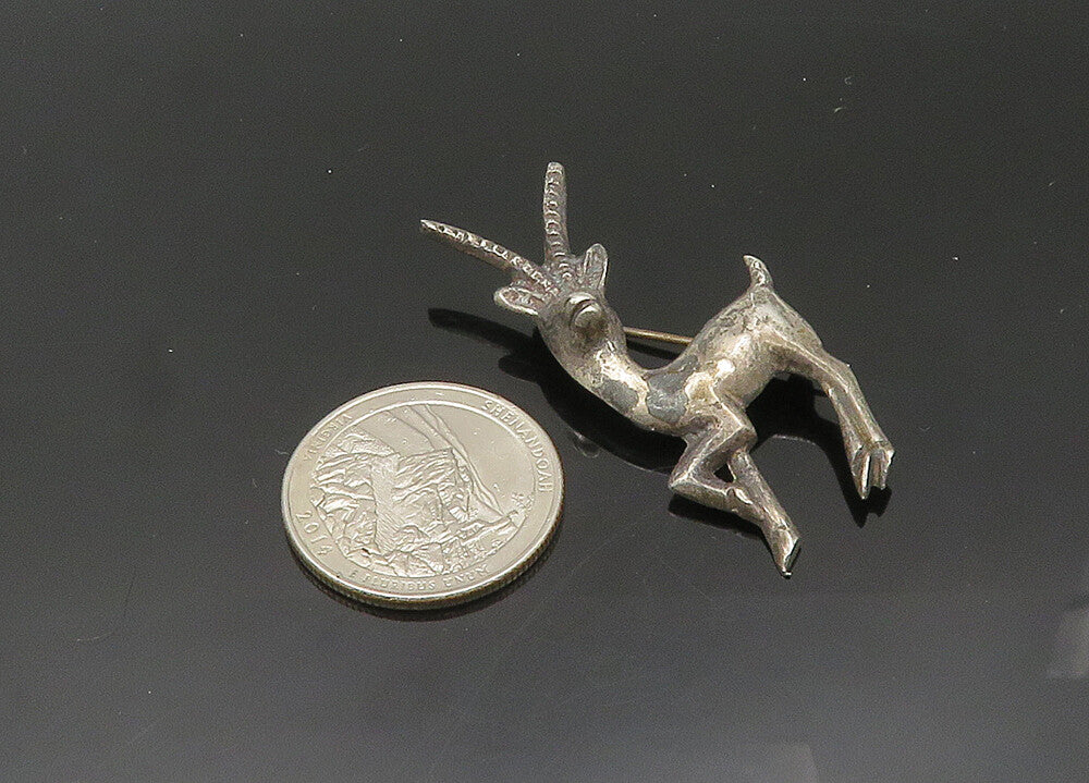 MEXICO 925 Sterling Silver  Vintage Antique Gazelle Animal Brooch Pin  BP8079