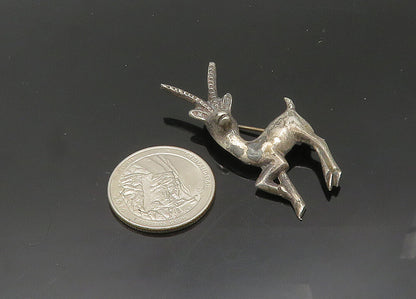 MEXICO 925 Sterling Silver  Vintage Antique Gazelle Animal Brooch Pin  BP8079